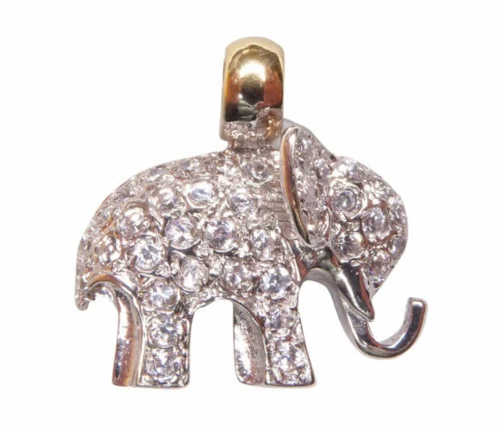 Gouden olifant hanger met zirkonia Gouden olifant hanger met zirkonia