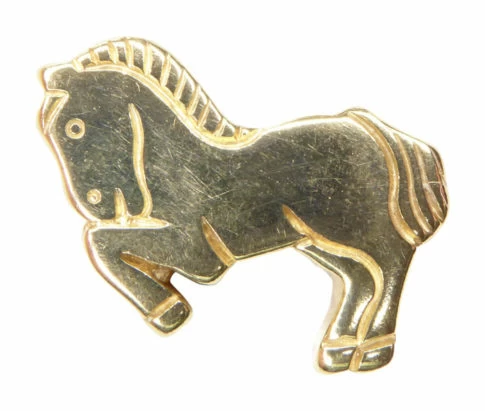Gouden plat paard hanger