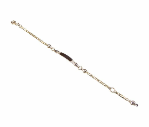 Bicolor gouden kind naamplaat armband
