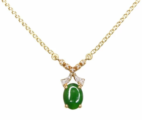18 karaat gouden collier met jade en diamant