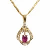 14 karaat gouden ketting en robijn hanger