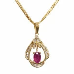 14 karaat gouden ketting en robijn hanger