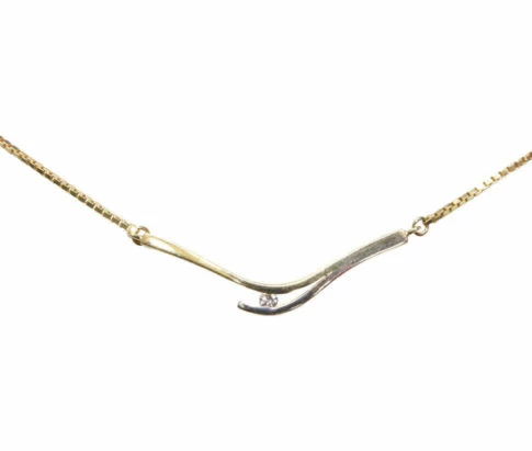 Bicolor gouden collier met diamant