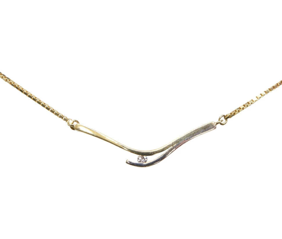Bicolor gouden collier met diamant