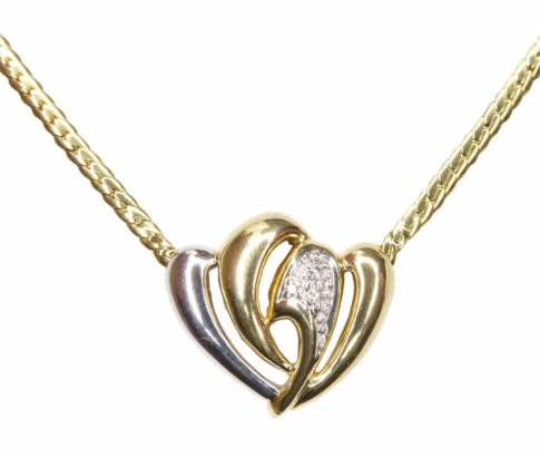 Gouden collier met diamant hart hanger