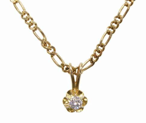 Gouden ketting met diamant hanger