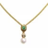 Gouden ketting met parel en smaragd hanger