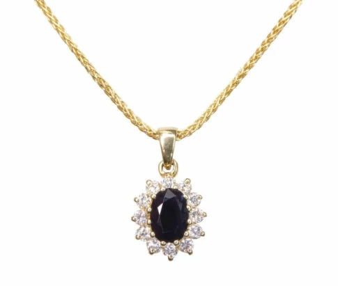 Gouden ketting met saffier hanger