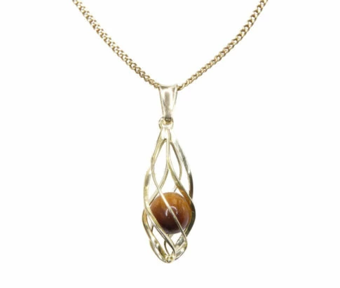Gouden ketting met tijgeroog hanger