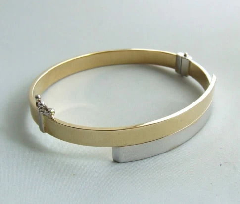 14 karaat Christian gouden bicolor slavenarmband
