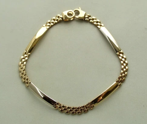 14 karaat bicolor gouden schakel armband