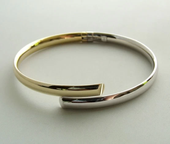 14 karaat bicolor slavenarmband halfrond model