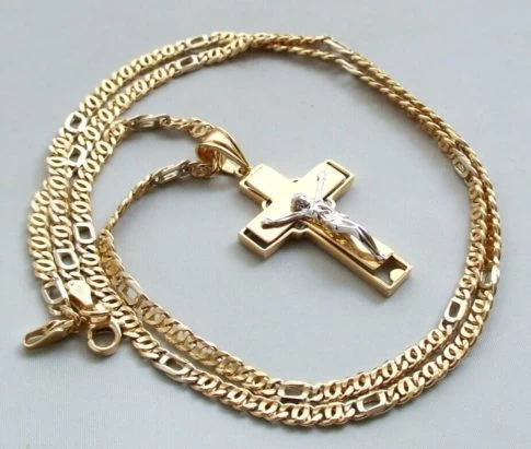 Gouden collier met kruishanger