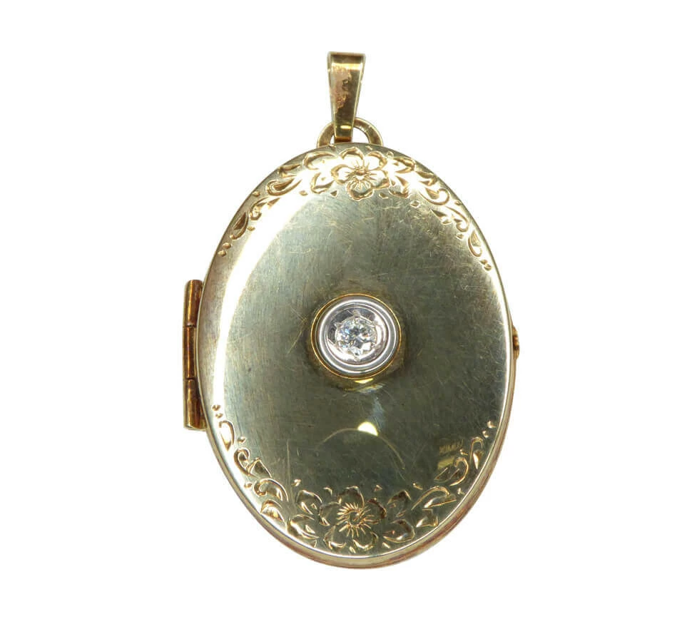 14 karaat gouden medaillon met zirkonia