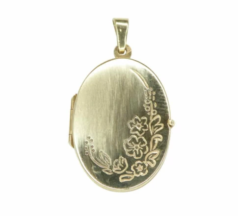 Gouden medaillon bloem motief hanger