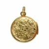 Gouden medaillon hanger met bloem motief