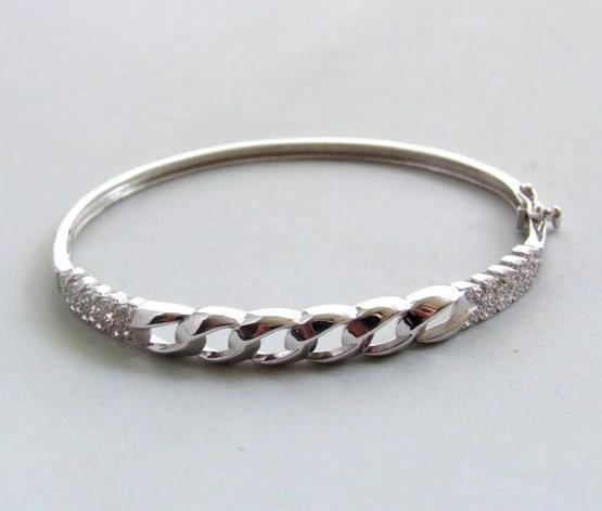 Wit gouden Christian slavenarmband met zirkonia