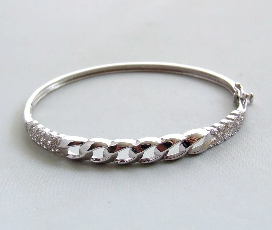 Wit gouden Christian slavenarmband met zirkonia