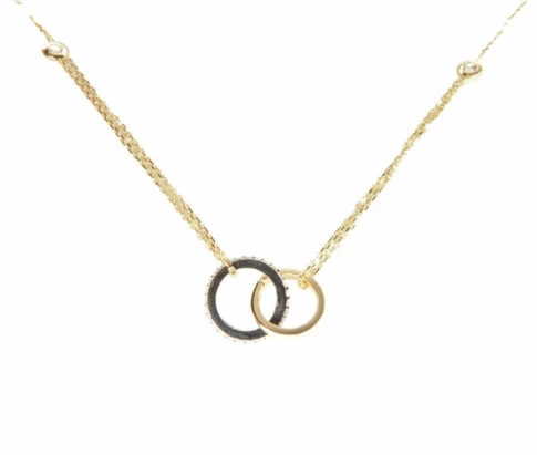 Gouden ketting met hanger en zirkonia
