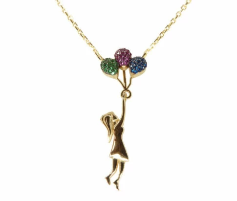 Gouden ketting met meisje hanger