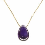 Gouden ketting met ovale amethist hanger