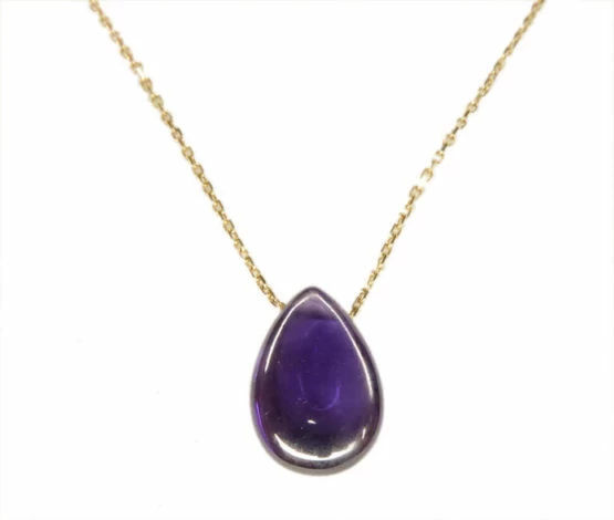 Gouden ketting met ovale amethist hanger