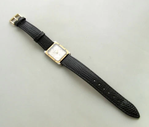 Goud op staal horloge met leren band