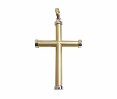 Bicolor matte gouden kruis