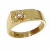 Geel gouden cachet ring met diamant