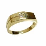 Gouden cachet ring met zirkonia