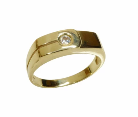 Gouden cachet ring met zirkonia