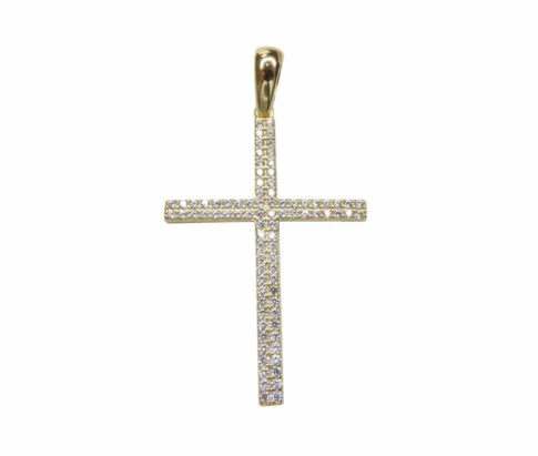 Gouden kruis hanger met zirkonia's