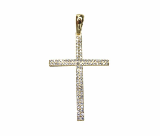 Gouden kruis hanger met zirkonia's