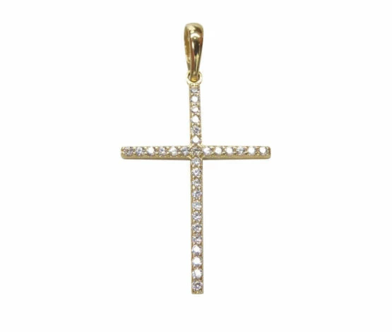 Gouden kruis met zirkonia's hanger Gouden kruis met zirkonia's hanger