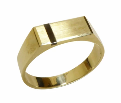 14 karaat geel gouden onyx zegelring