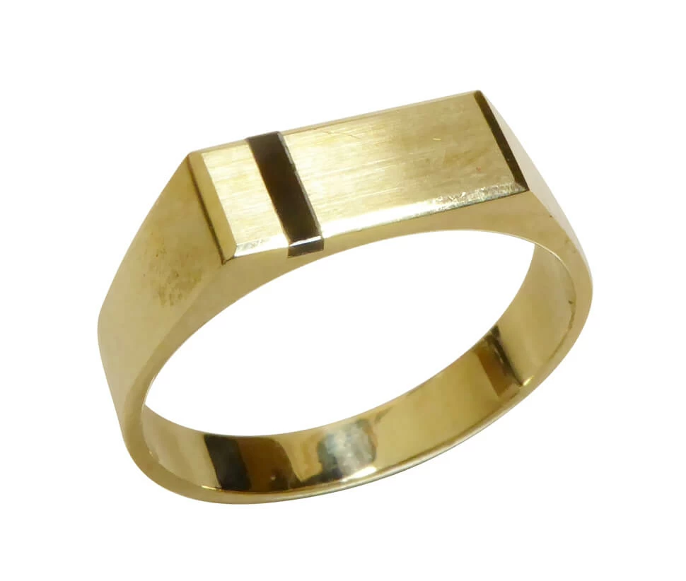 14 karaat geel gouden onyx zegelring