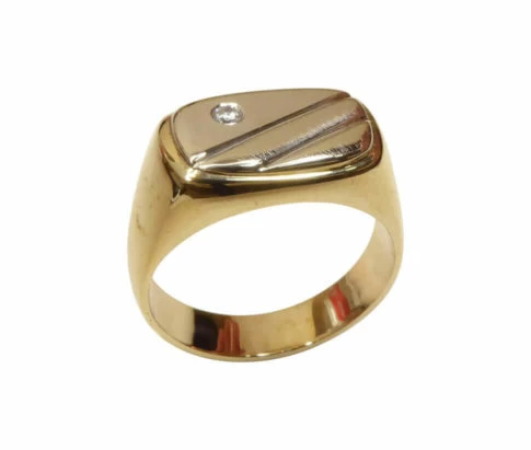 Christian bicolor gouden cachet ring met diamant