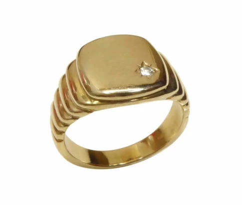 Christian geel gouden diamanten cachet ring