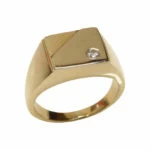 Christian gouden cachet ring met diamant Christian gouden cachet ring met diamant