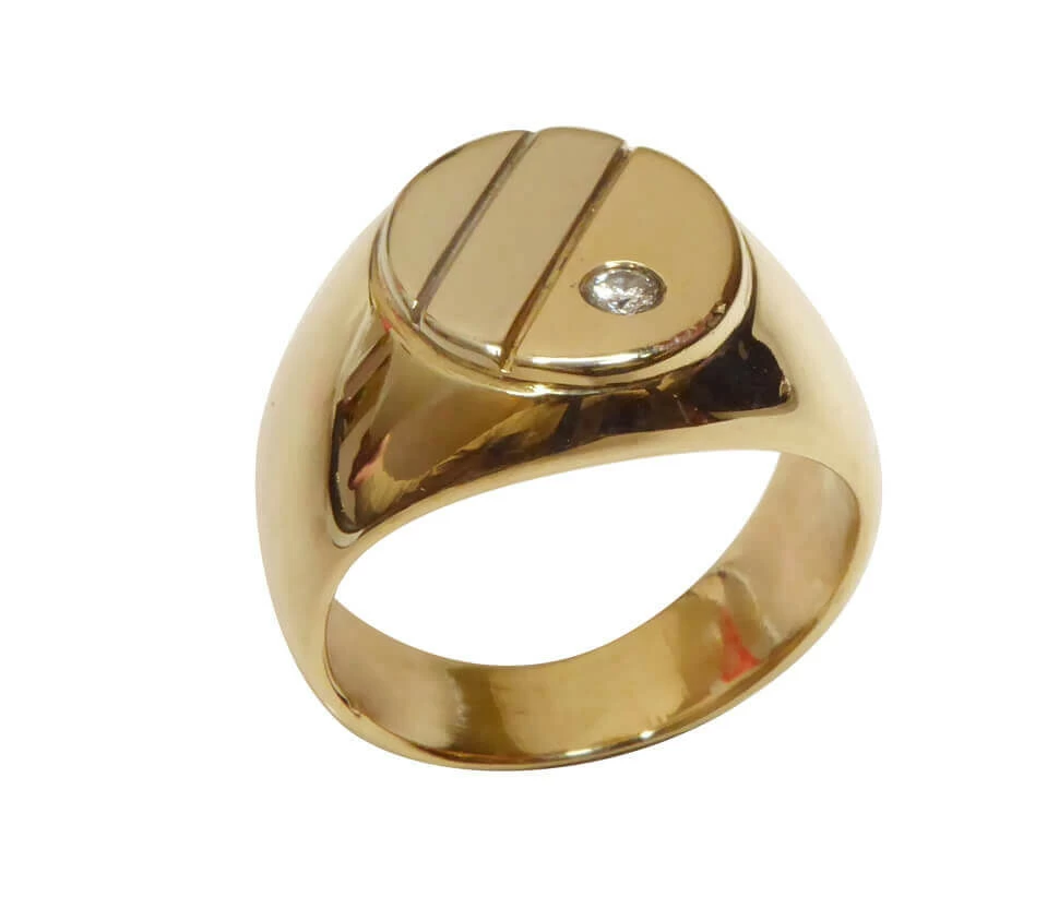 Christian wit en geel gouden cachet ring