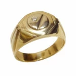 Geel en wit gouden cachet ring met diamant Geel En Wit Gouden Cachet Ring Met Diamant
