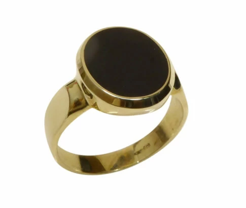 Geel gouden cachet ring met lagensteen