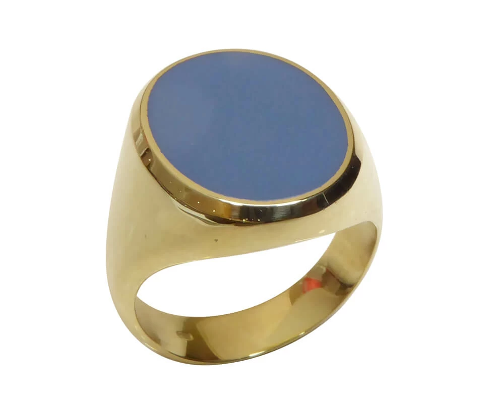 Geel gouden lagensteen cachet ring