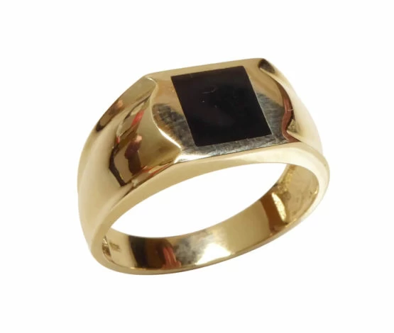 Geel gouden onyx zegelring