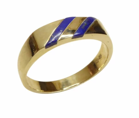 Gouden cachet ring met lapis lazuli