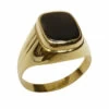 Gouden cachet ring met zwarte lagensteen