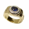 Gouden ring met diamanten en saffier
