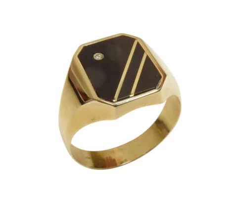 Gouden zegelring met onyx met agaat