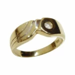 Gouden zirkonia cachet ring