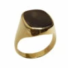 Gouden zwarte lagensteen cachet ring